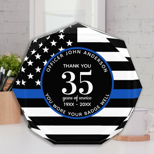 Police Officer Retirement Law Enforcement Service Acrylic Award