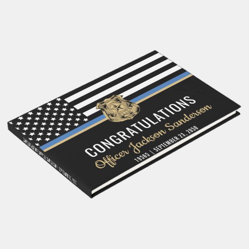Police Officer Retirement Party Blue Line Flag Guest Book