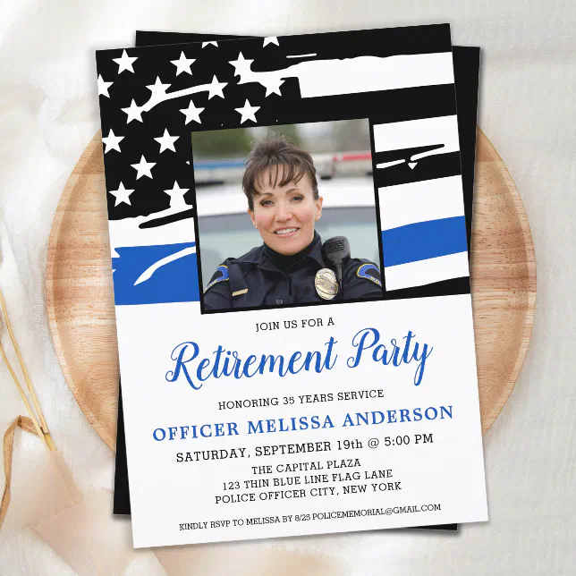 Police Officer Retirement Party Custom Photo Invitation | Zazzle