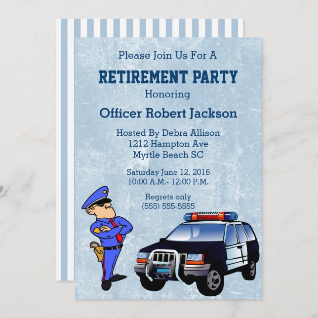 Police Officer Retirement Party Invitation (Front/Back)