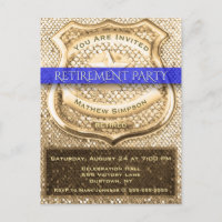 Police Officer Retirement Party Invitation Postcard