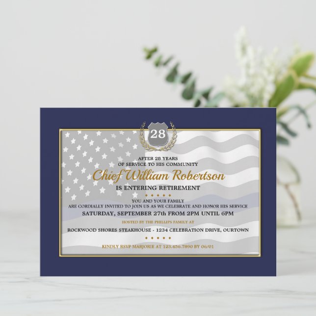 Police Officer Retirement Party Invitations (Standing Front)