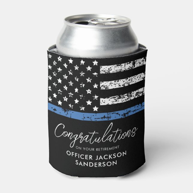 Police Officer Retirement Party Law Enforcement Can Cooler (Can Front)
