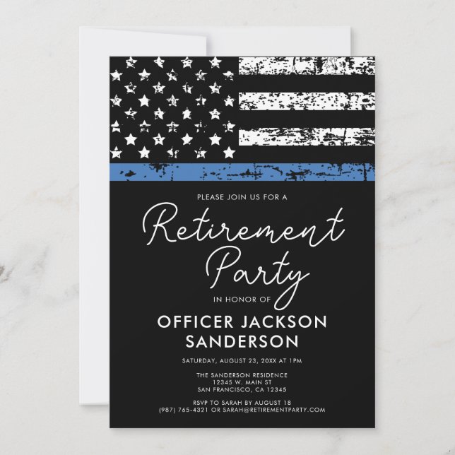 Police Officer Retirement Party Law Enforcement Invitation (Front)