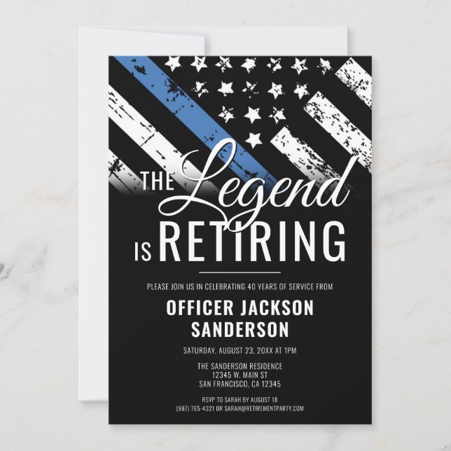Police Officer Retirement Party Law Enforcement Invitation (Front)