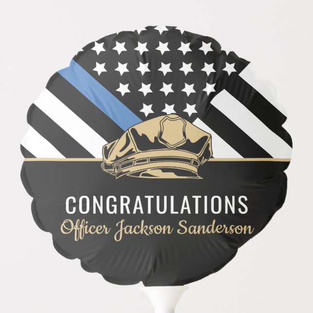 Police Officer Retirement Party Thin Blue Line Balloon (Front)