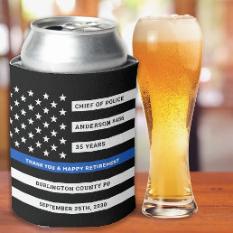Police Officer Retirement Party Thin Blue Line Can Cooler
