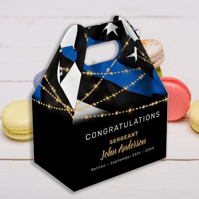 Police Officer Retirement Party Thin Blue Line Favor Boxes (Creator Uploaded)