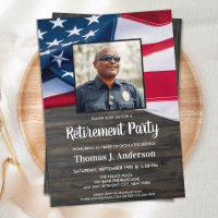 Police Officer Retirement Photo American Flag Invi