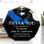Police Officer Retirement Thank You Thin Blue Line Acrylic Award<br><div class="desc">Celebrate and show your appreciation to an outstanding Police Officer with this Thin Blue Line Flag Police Retirement Award - American flag design in Police Flag colors , modern design. Perfect for service awards and Police Retirement gifts . Personalize with name, service years, police department and dates. COPYRIGHT © 2020...</div>