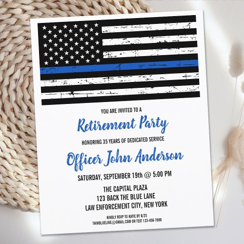 Police Officer Retirement Thin Blue Line