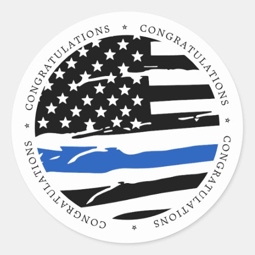 Police Officer Retirement Thin Blue Line Classic R Classic Round Sticker