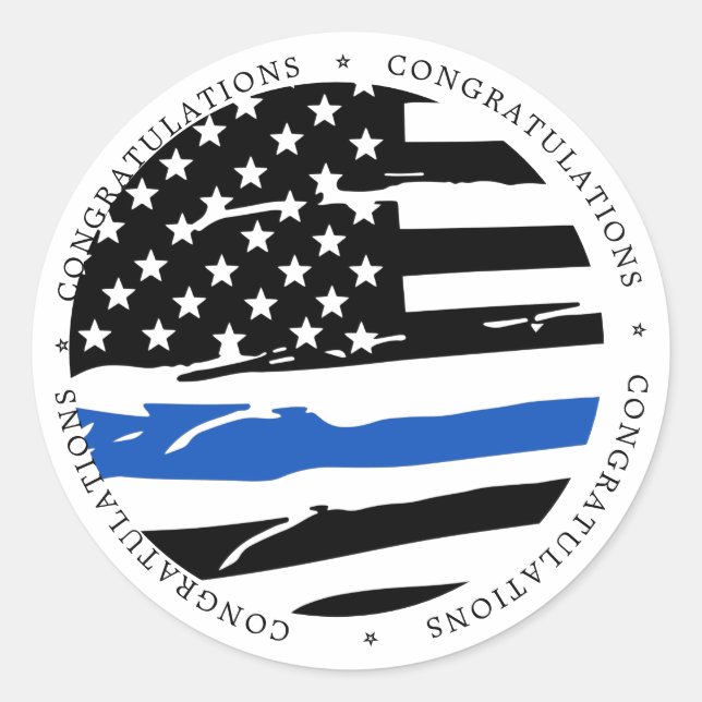 Police Officer Retirement Thin Blue Line Classic R Classic Round Sticker (Front)
