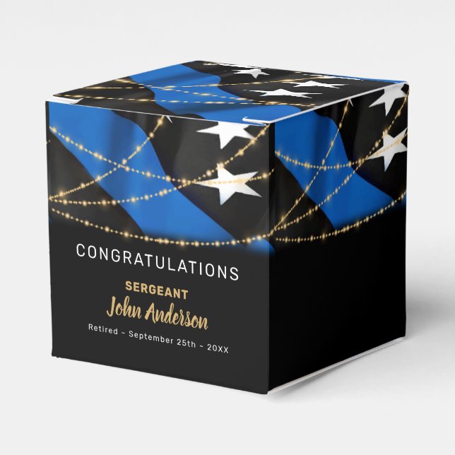 Police Officer Retirement Thin Blue Line Party  Favor Boxes (Front Side)