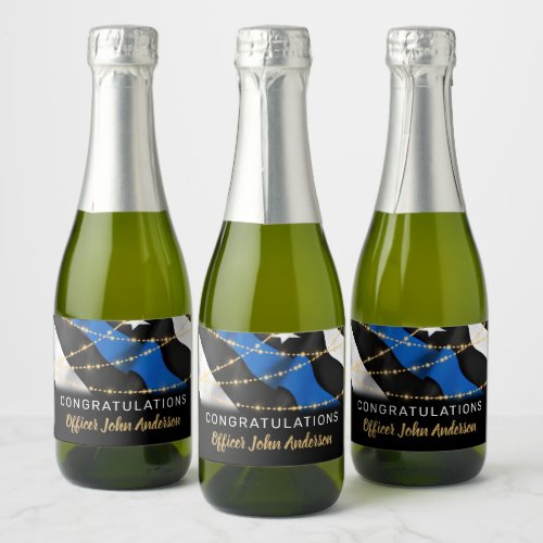 Police Officer Retirement Thin Blue Line Party Sparkling Wine Label