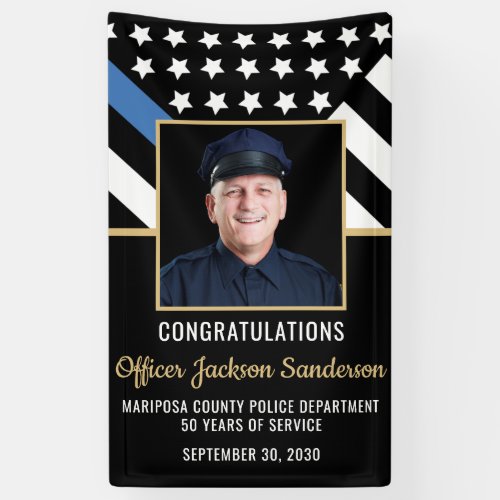 Police Officer Retirement Thin Blue Line Photo Banner