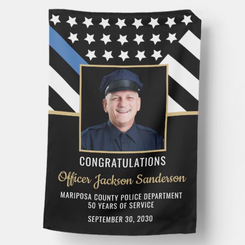 Police Officer Retirement Thin Blue Line Photo House Flag