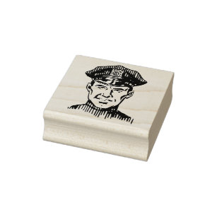 Police officer retro rubber stamp