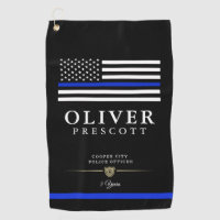 Police Officer | Service Anniversary Black Golf Towel