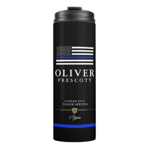 Police Officer   Service Anniversary Black Thermal Tumbler