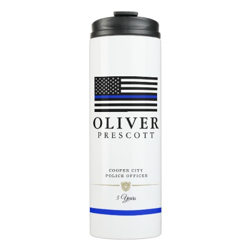 Police Officer  Service Anniversary White Thermal Tumbler