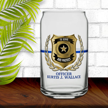 Police Officer Shield Personalized  Can Glass by reflections06 at Zazzle
