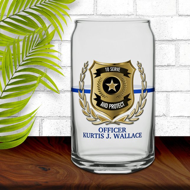 Police Officer Shield Personalized  Can Glass (Creator Uploaded)