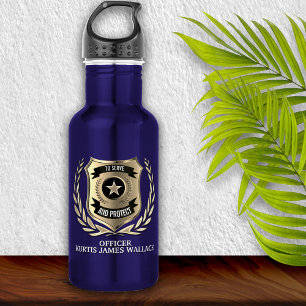 Police Officer Shield Personalized Stainless Steel Water Bottle