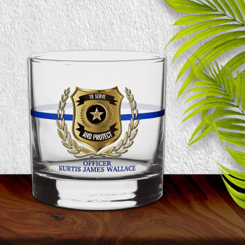 Police Officer Shield Personalized  Whiskey Glass by reflections06 at Zazzle