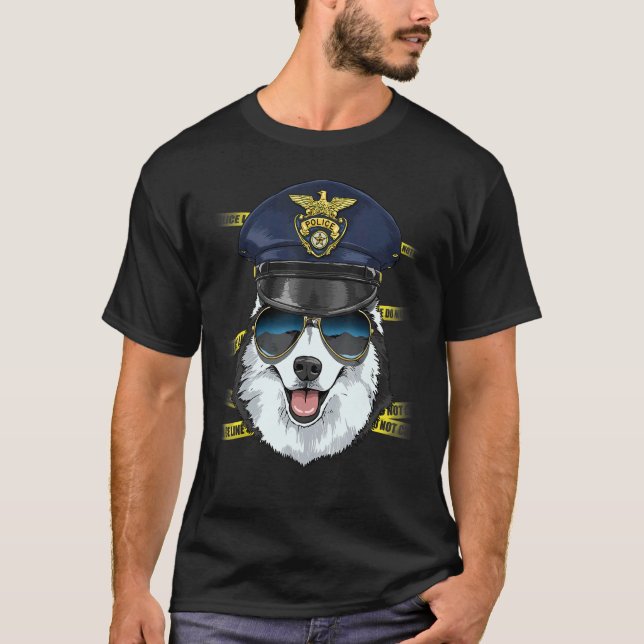 Police Officer Siberian Husky Cop Crime Scene K9 D T-Shirt (Front)