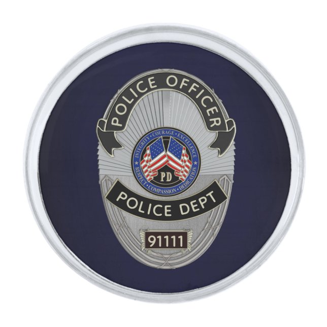 Police Officer Silver Finish Lapel Pin (Front)
