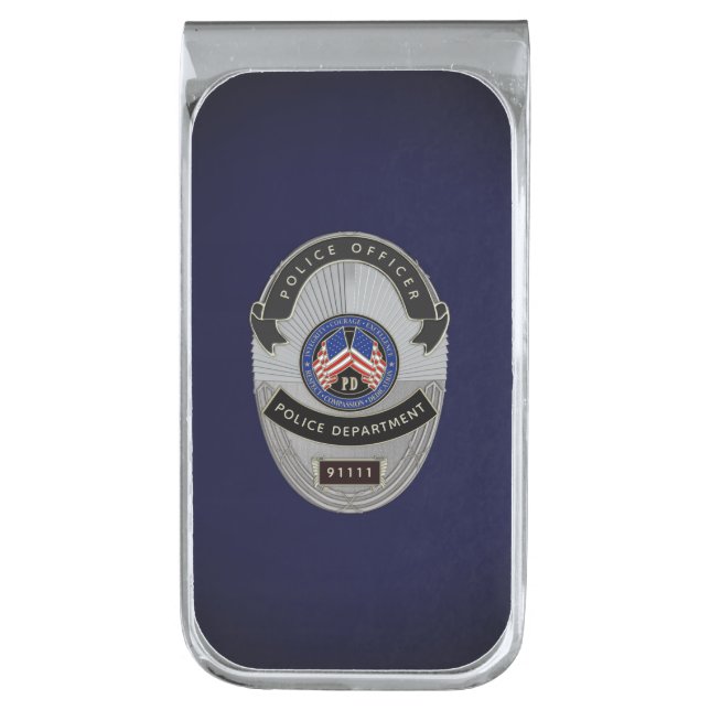 Police Officer Silver Finish Money Clip (Front Vertical)