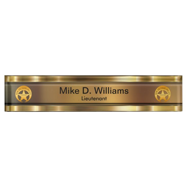 Police Officer Staff Custom Desk Name Plate (Front)
