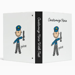 Police Officer Stick Figure 3 Ring Binder