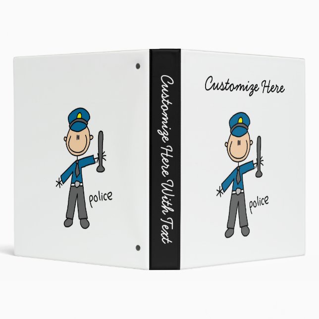 Police Officer Stick Figure 3 Ring Binder (Background)