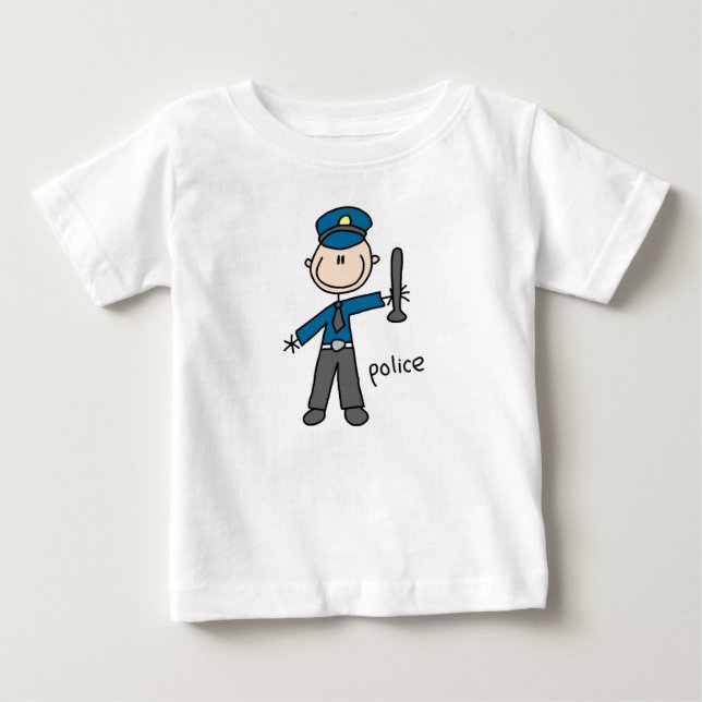 Police Officer Stick Figure Baby T-Shirt (Front)