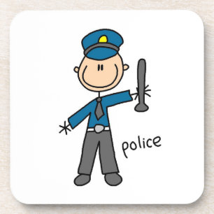 Police Officer Stick Figure Beverage Coaster