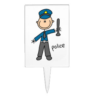 Police Officer Stick Figure Cake Topper