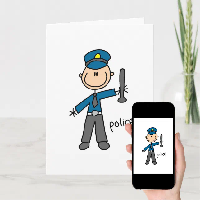 Police Officer Stick Figure Card | Zazzle