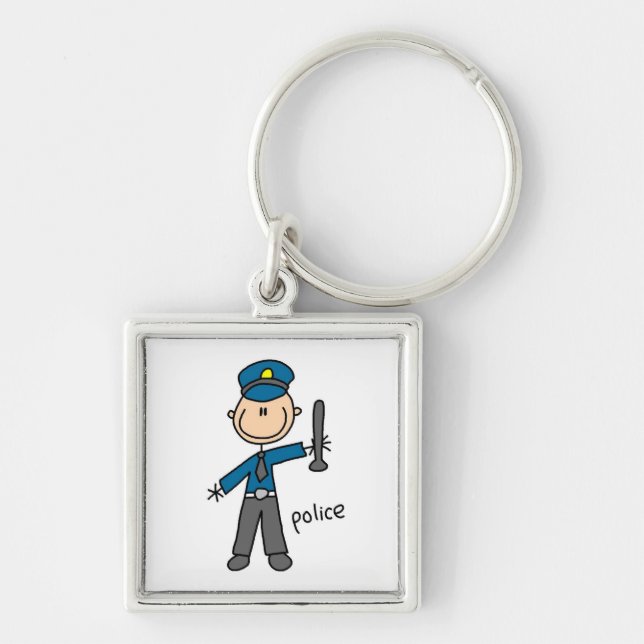 Police Officer Stick Figure Keychain (Front)