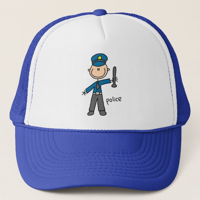 Police Officer Stick Figure Trucker Hat (Front)