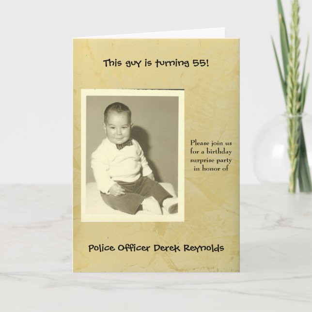 Police Officer Surprise Birthday Party Invitation (Front)