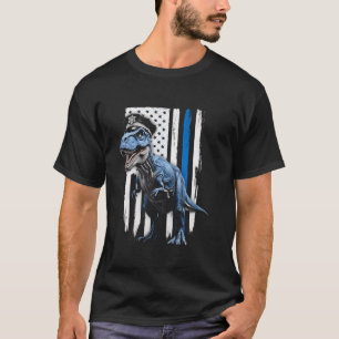 Police Officer T Rex Dinosaur Thin Blue Line Ameri T-Shirt