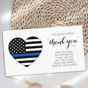 Police Officer Thank You Thin Blue Line Flag Heart Business Card