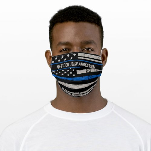 Police Officer Thin Blue Line Adult Cloth Face Mask