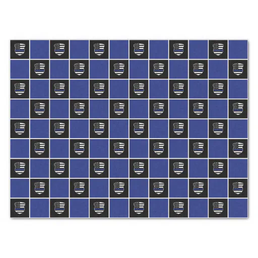 Police Officer Thin Blue Line Badge Pattern Tissue Paper