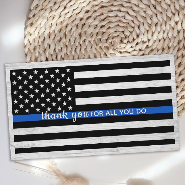 Police Officer Thin Blue Line Bulk Thank You Business Card (Creator Uploaded)