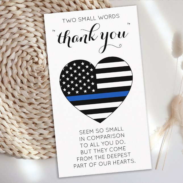 Police Officer Thin Blue Line Flag Heart Thank You Business Card (Creator Uploaded)