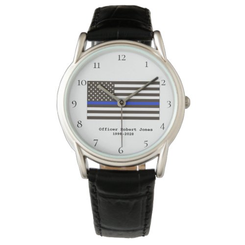  Police Officer Thin Blue Line Flag Men Watch