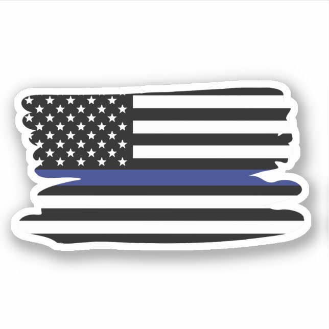 Police Officer Thin Blue Line Flag Sticker (Front)